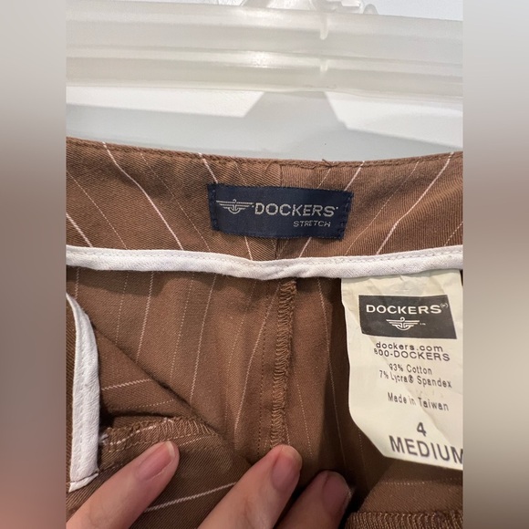 Dockers Mid Rise Brown Striped Dress Pants Size 4 - Picture 10 of 14